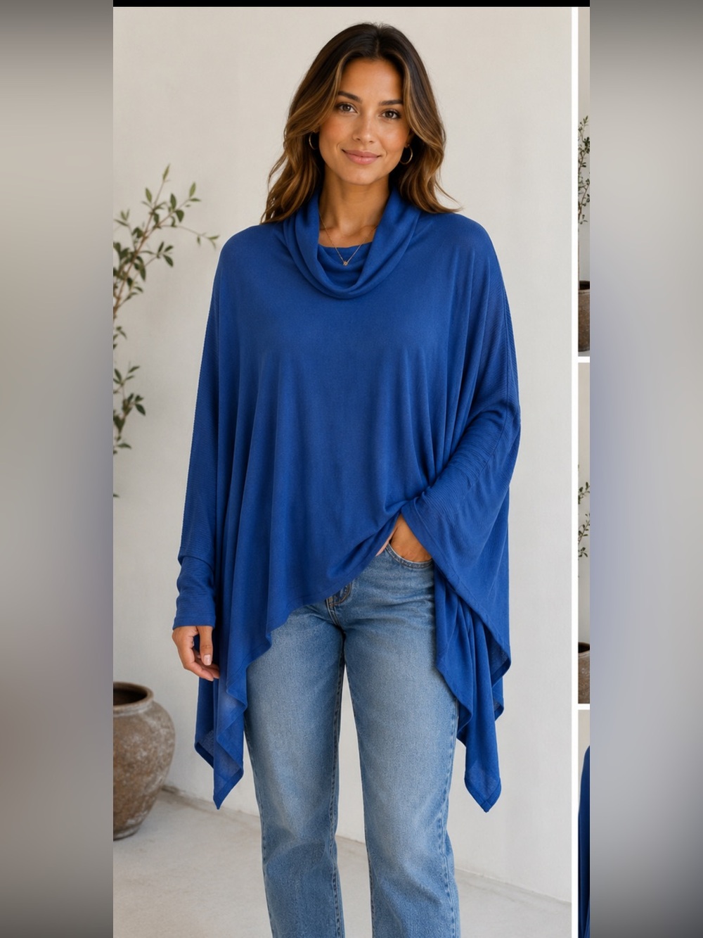 BCBGMAXAZRIA Blue Cowl Neck Sweater